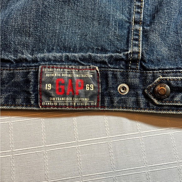 GAP Kids Classic Y2K Blue Jean Jacket Distressed Size XS 4-5 100% Cotton Western - Picture 4 of 14